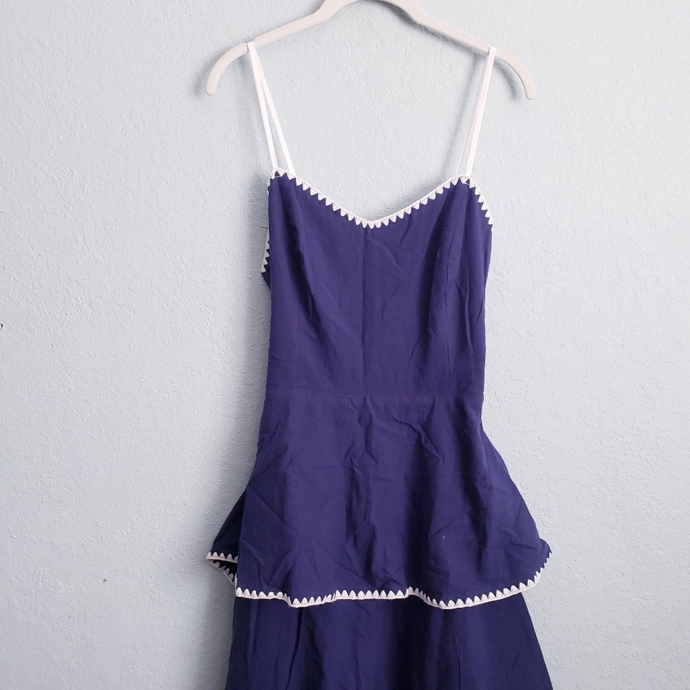 Baltic Born Odette Navy And White Tiered Open Back Midi Dress - Picture 3 of 7